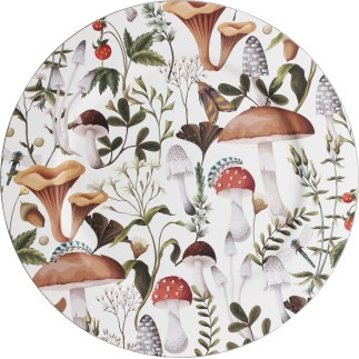Undertallrik Fat Svampar Vitt Brunt Svart 33 cm