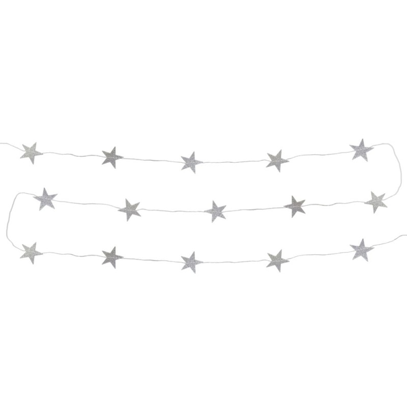 Girlang Stjärnor Silver Glitter 3,6 m