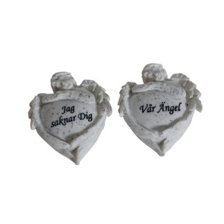 Gravdekoration Hjärta Vitt Vår Ängel 9 cm