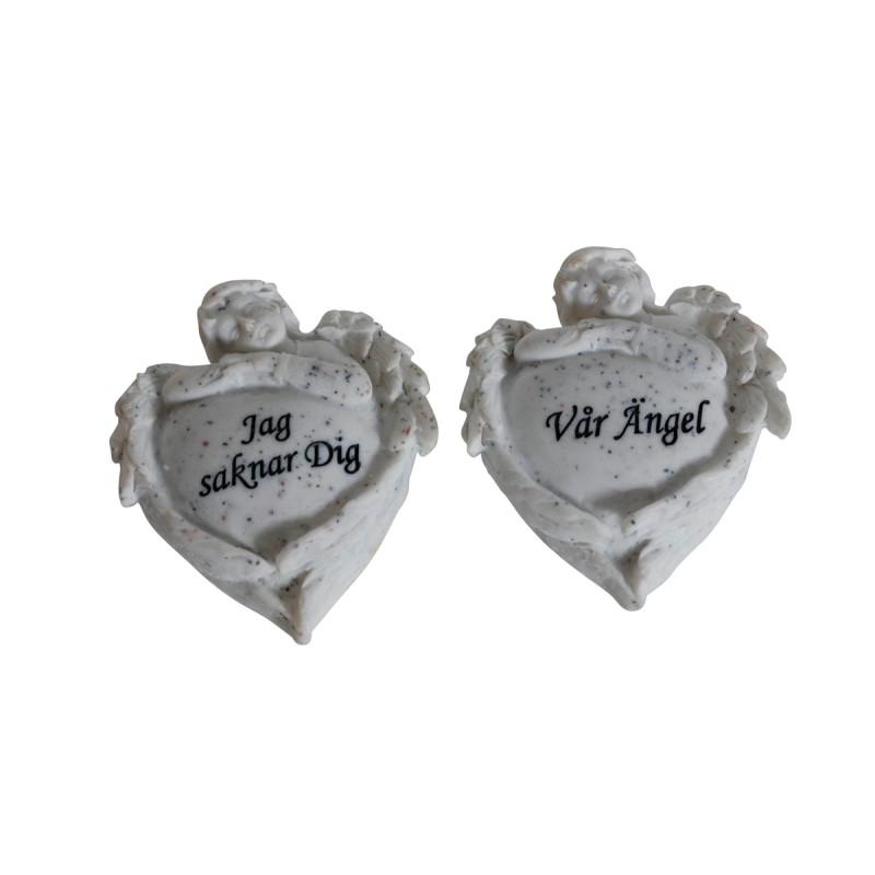 Gravdekoration Hjärta Vitt Vår Ängel 9 cm Gravdekoration Hjärta Vitt Vår Ängel 9 cm
