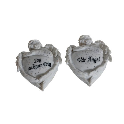 Gravdekoration Hjärta Vitt Vår Ängel 9 cm