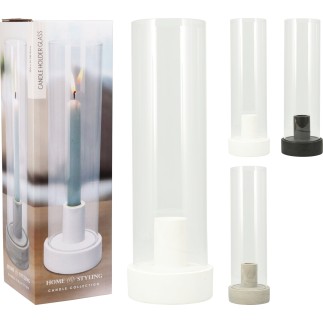 Ljushållare Ljusstake Glas Vit Svart Beige