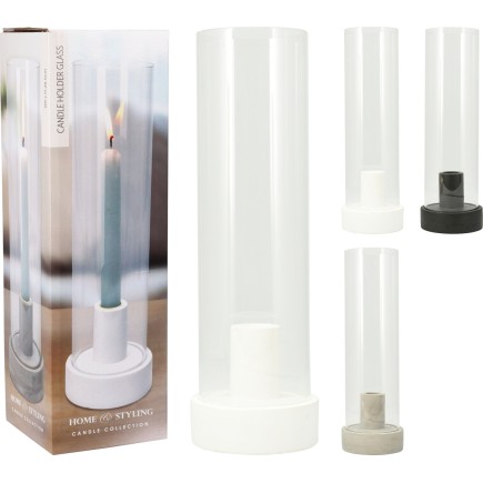 Ljushållare Ljusstake Glas Vit Svart Beige