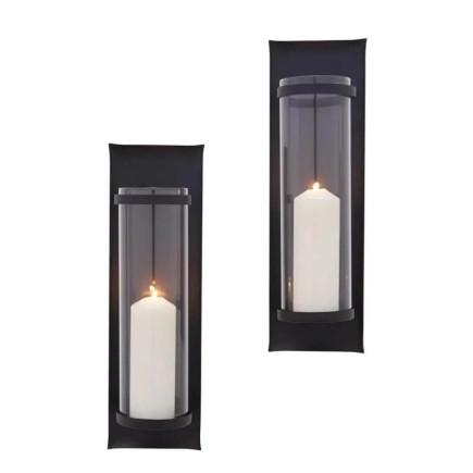 Ljushållare Lykta vägg 2-pack Svart