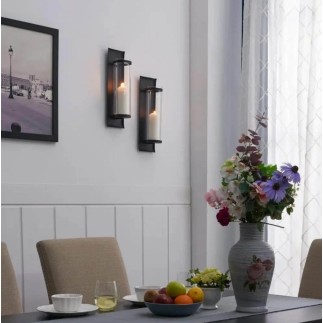 Ljushållare Lykta vägg 2-pack Svart