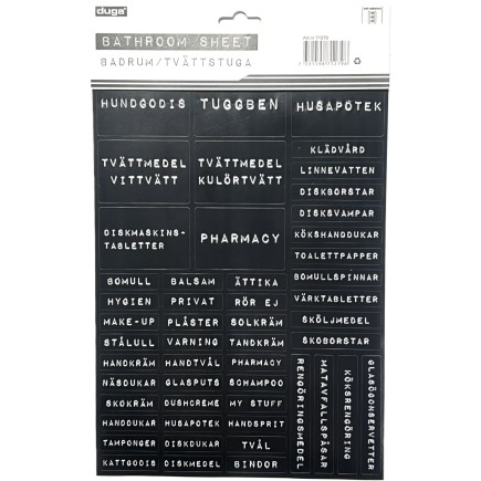 Etiketter Badrum Tvättstuga