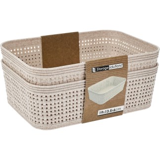Korg Förvaring Beige Flätad Plast 19x13,5 cm 2-pack