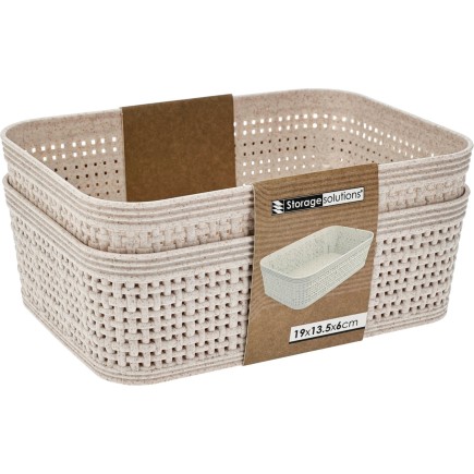 Korg Förvaring Beige Flätad Plast 19x13,5 cm 2-pack