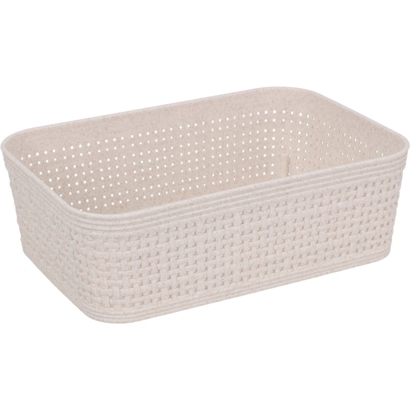 Korg Förvaring Beige Flätad Plast 19x13,5 cm 2-pack Korg Förvaring Beige Flätad Plast 19x13,5 cm 2-pack