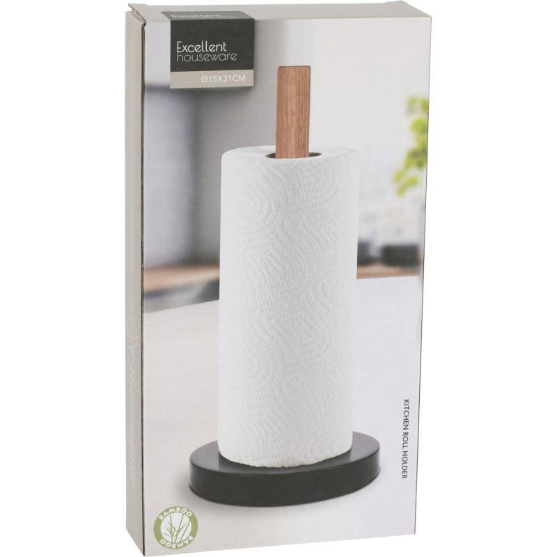 Hushållsrullehållare Trä/Svart 31 cm
