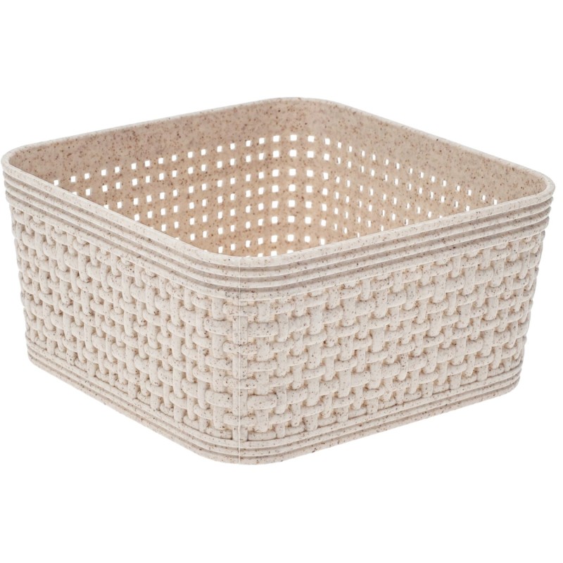 Korg Förvaring Beige Flätad Plast 12x12 cm 2-pack Korg Förvaring Beige Flätad Plast 12x12 cm 2-pack