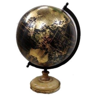 Jordglob antik träfot 34 cm