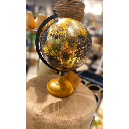 Jordglob antik träfot 34 cm