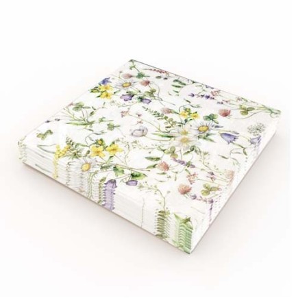 Kaffeservetter Ängsblommor 25x25cm 20-pack