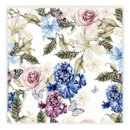 Servetter Blomsterfjäril 33x33cm 20-pack