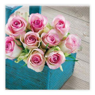 Servetter Rosor i korg 33x33cm