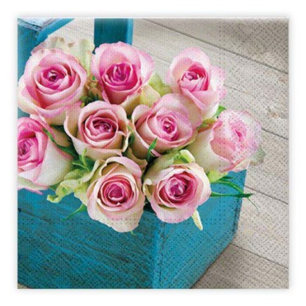 Servetter Rosor i korg 33x33cm