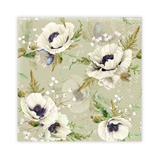 Servetter Blommor Vita 33x33 cm 20-pack