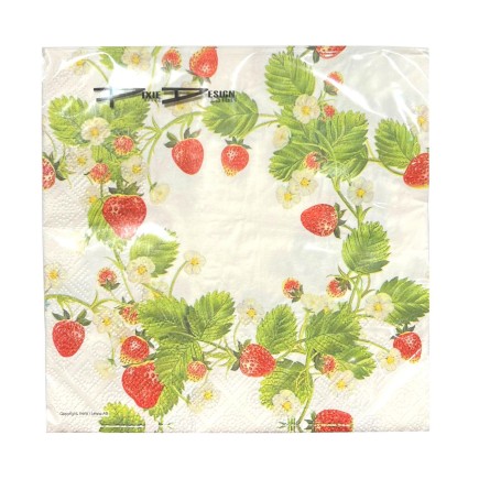 Servetter Jordgubbar & Blad 33x33cm