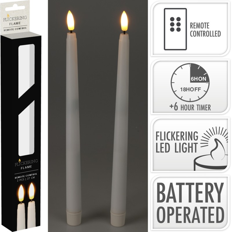 Ljus 2-pack LED Vita 27 cm Ljus 2-pack LED Vita 27 cm