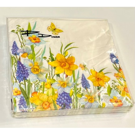 Kaffeservetter Vårblommor 25x25 cm 20-pack
