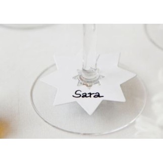 Glasmarkör Stjärna Papp Vit 12-pack