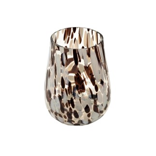 Lykta Glas Mönstrad Brun/Vit 15 cm