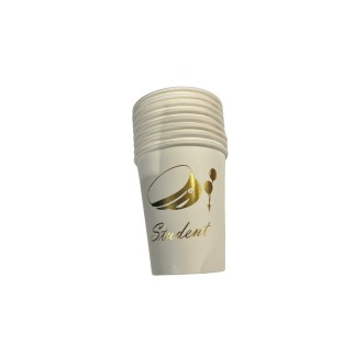 Mugg Student Vit/Guld 8-pack