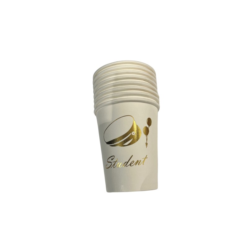 Mugg Student Vit/Guld 8-pack