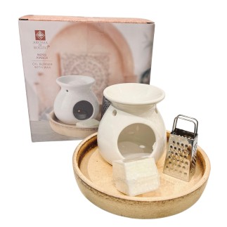 Aromaset Moss Amber Aromabrännare Vax Rivjärn Presentset 