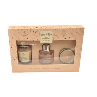 Aromaset Doftoljor Doftljus Doftpinnar Rose & Oud Wood
