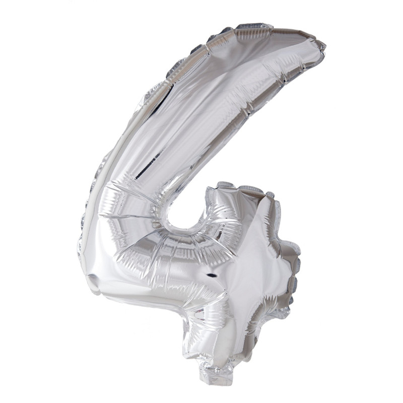 Ballong Siffra 4 Silver 86 cm Ballong Siffra 4 Silver 86 cm