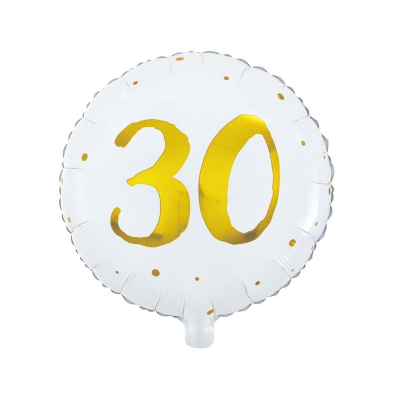 Ballong 30 år Vit/Guld Folie 46 cm Ballong 30 år Vit/Guld Folie 46 cm