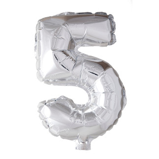 Ballong Siffra 5 Silver 86 cm