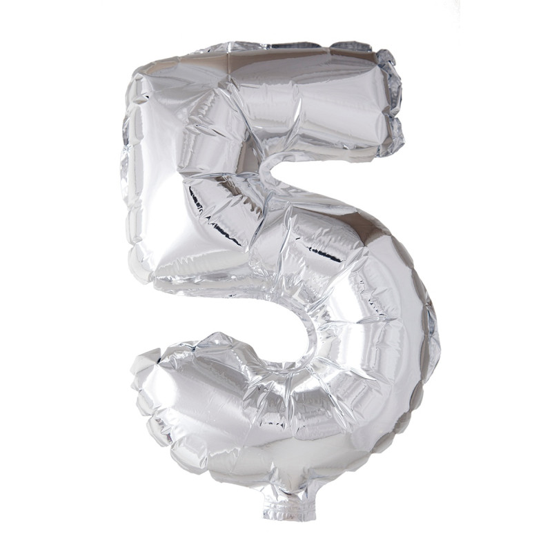 Ballong Siffra 5 Silver 86 cm Ballong Siffra 5 Silver 86 cm