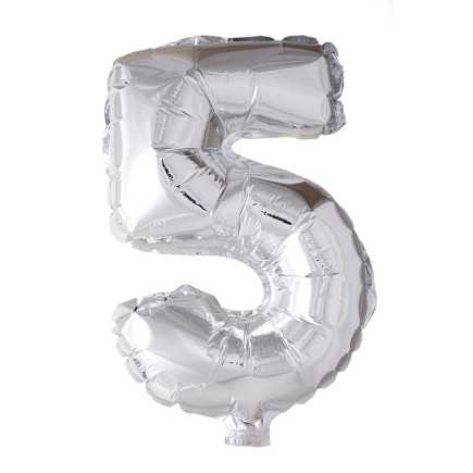 Ballong Siffra 5 Silver 86 cm