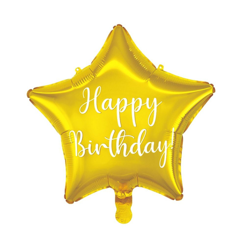 Ballong Happy Birthday Stjärna Guld Folie