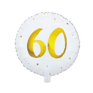 Ballong 60 år Vit/Guld Folie 46 cm
