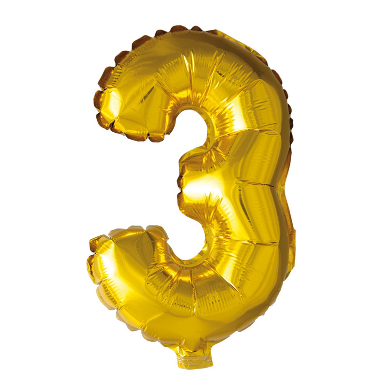 Ballong Siffra 3 Guld 86 cm