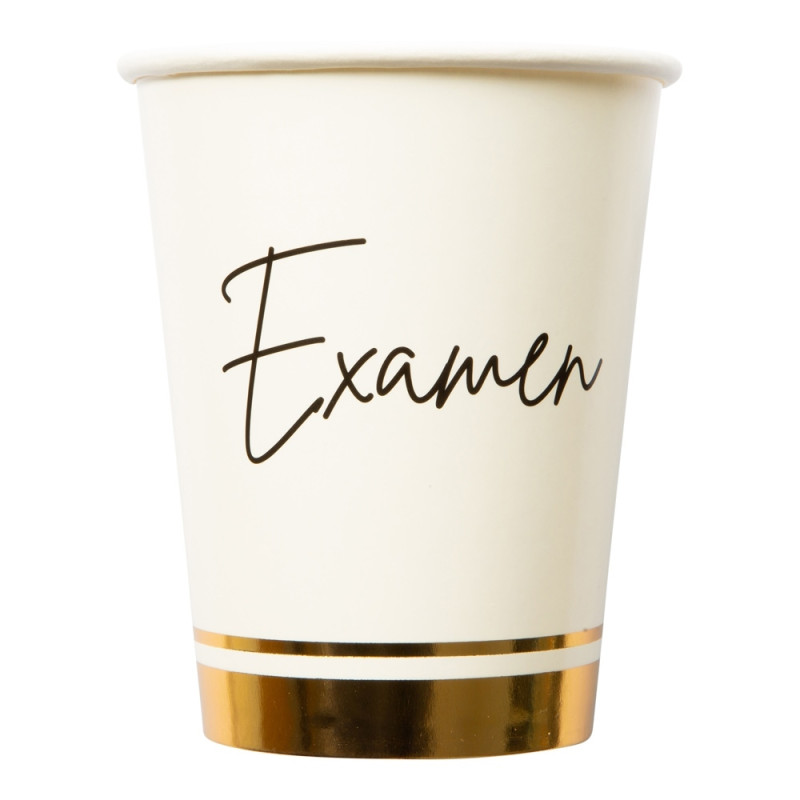 Mugg Examen Vit/Guld 8-pack