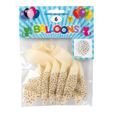 Ballong Konfetti Prickar 6-pack 30 cm Latex