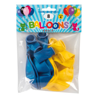 Ballong Metallic Gul & Blå 8-pack Latex