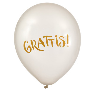 Ballong Grattis Vit Pearl 6-pack Latex
