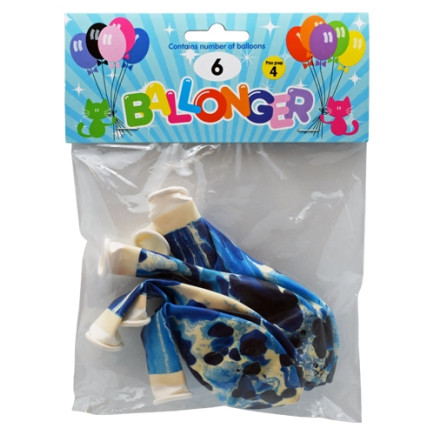 Ballong Blå Marble Marmor 6-pack Latex
