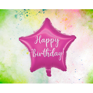 Ballong Happy Birthday Stjärna Rosa Folie