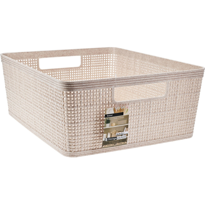 Korg Förvaring Beige Flätad Plast 35x29x13 cm Korg Förvaring Beige Flätad Plast 35x29x13 cm