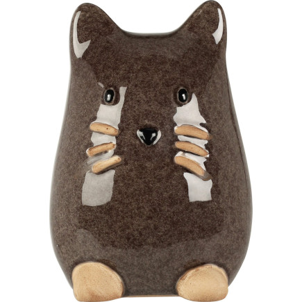 Katt Porslin Vit Brun Beige 13 cm