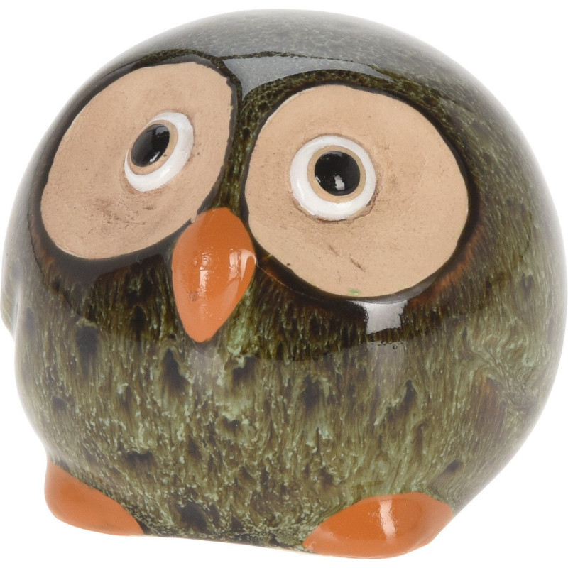 Uggla Porslin Vit Spräcklig Grön 9 cm Uggla Porslin Vit Spräcklig Grön 9 cm