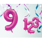 Ballong Siffra 9 Rosa 86 cm