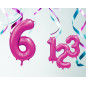 Ballong Siffra 6 Rosa 86 cm
